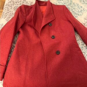 Elegant Red Women's Wool Insulated Coat